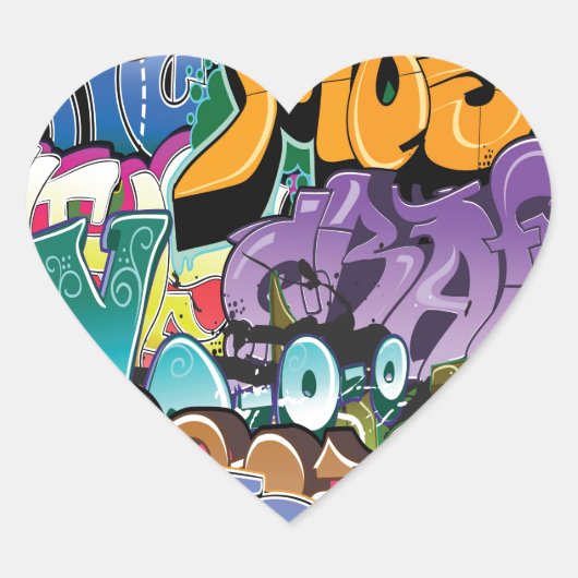 Liefde voor Graffiti Hart Sticker (Voorkant)