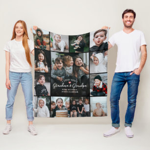 Liefde voor grootmoeder en opa/andere fotocollage fleece deken