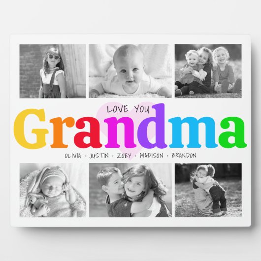 Liefde voor grootmoeder kleurrijk oud 6 fotocollag fotoplaat (Voorkant)