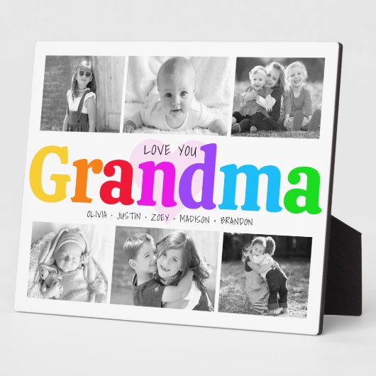 Liefde voor grootmoeder kleurrijk oud 6 fotocollag fotoplaat (Zijkant)