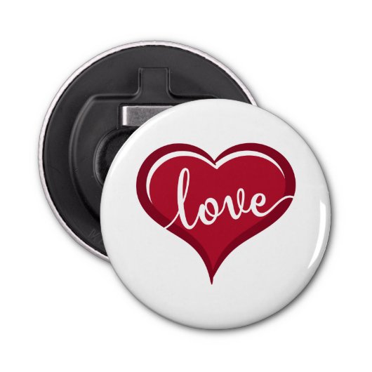 liefde voor hart valentijnen button flesopener (Voorkant)