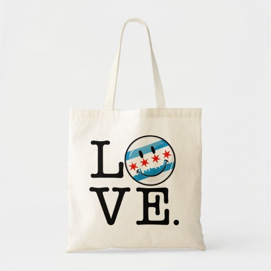 Liefde voor het glimlachen van Chicago vlag Tote Bag (Voorkant)
