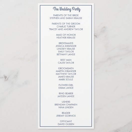 Liefde voor het Vaderland Trouwceremonie op 4 juli Programmakaart (Achterkant)