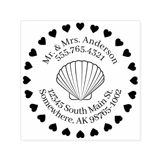 Liefde voor het Zee, Shells, Persoonlijk Contact Zelfinktende Stempel (Design)