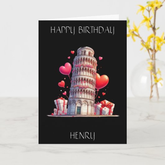 Liefde voor Italië, scheve toren van Pisa. bewerkb Kaart (Gele Bloem)