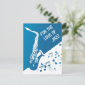 Liefde voor jazzsaxofoon briefkaart (Staand voorkant)