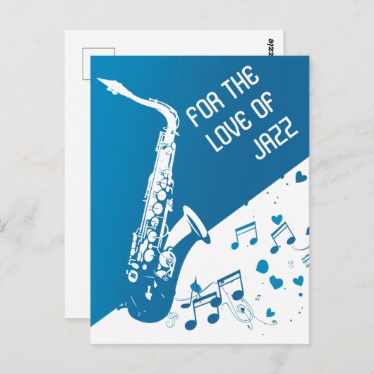 Liefde voor jazzsaxofoon briefkaart (Voorkant / Achterkant)