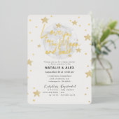 Liefde voor je moeder en rugjongen Baby shower Folie Uitnodiging (Staand Voorkant)