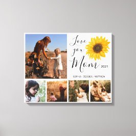 Liefde voor je moeder Foto Collage Sunflower Canvas Afdruk