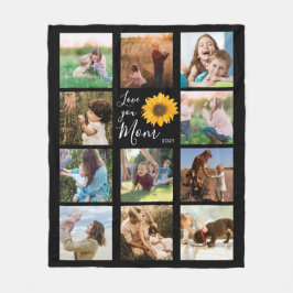 Liefde voor je moeder Foto Collage Sunflower Fleece Deken