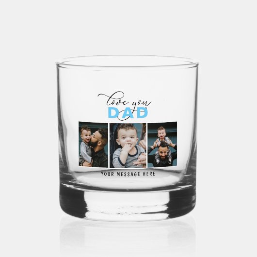 Liefde voor je vader/papa/Papa/andere 3 Aangepaste Whisky Glas (Voorkant)