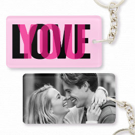 Liefde voor jou Aangepaste foto Moderne typografie Sleutelhanger