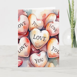 Liefde voor jou aquarel schilderij harten jubileum kaart
