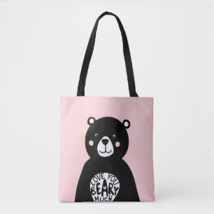 Liefde voor jou Beary Veel Horende Beer Roze Zwart Tote Bag