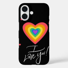 Liefde voor jou en regenboog hart iPhone 16 hoesje