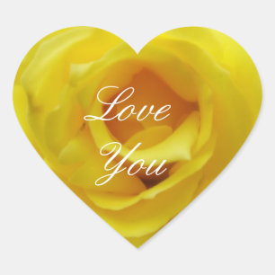 Liefde voor jou gele roos hart sticker