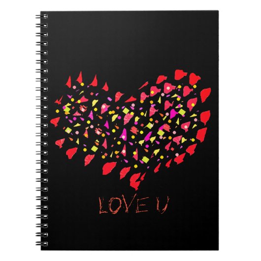 Liefde voor jou grote rode hart notitieboek (Voorkant)