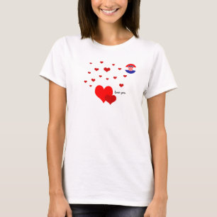 Liefde voor jou, harten & Kroatië Vlag Mode / spor T-shirt