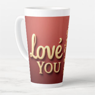 Liefde voor jou in gouden letters met rode bloem e latte mok