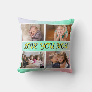 Liefde voor jou Mama 4-Foto Pastel Aandenken Kussen