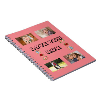 Liefde voor jou mama bloemig foto quartet roze not notitieboek
