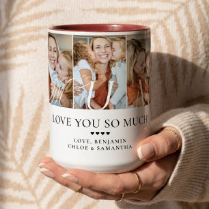 Liefde voor jou mama gepersonaliseerde 5 foto coll tweekleurige koffiemok