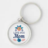 Liefde voor jou mama, marineblauwe bloem tas sleutelhanger (Voorkant)