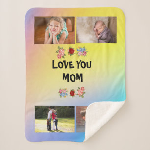 Liefde voor jou, mama Rozen Roze geel blauw en 4 f Sherpa Deken