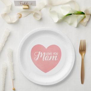 Liefde voor jou mama tekst, Moederdag roze hart Papieren Bordje