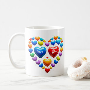 Liefde voor jou met kleurrijke harten koffiemok