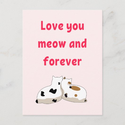Liefde voor jou miauw en voor altijd | Katten Roze Briefkaart (Voorkant)