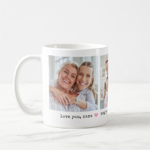 Liefde voor jou, oma Drie foto's en een hart in Koffiemok