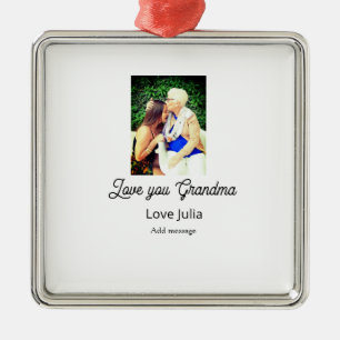 Liefde voor jou Oma foto naam liefdesbericht klein Metalen Ornament