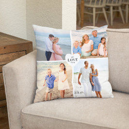 Liefde voor jou op maat hart 4 foto collage kussen
