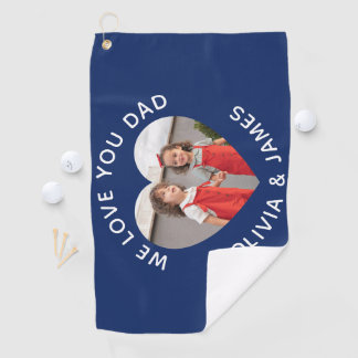 Liefde voor jou Papa Aangepaste foto Vaderdag Navy Golfhanddoek
