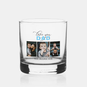 Liefde voor jou Papa/Vader/Daddie/Andere 3 foto's  Whisky Glas