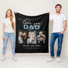Liefde voor jou Papa/Vader/Pa/Ander 3 foto's aange Fleece Deken