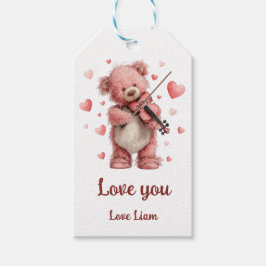 Liefde voor jou Teddy met viool Cadeaulabel