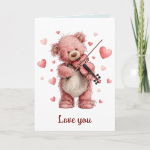 Liefde voor jou Teddy met viool Kaart