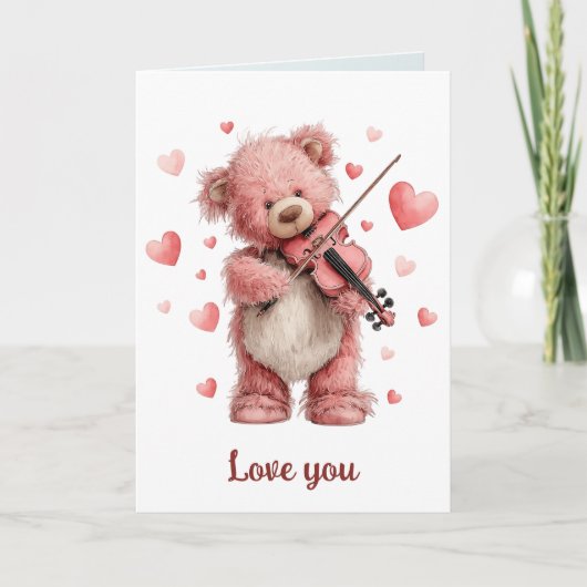 Liefde voor jou Teddy met viool Kaart (Voorkant)
