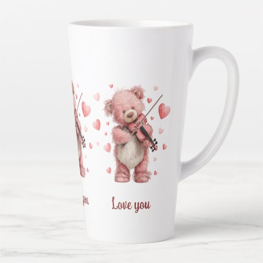Liefde voor jou Teddy met viool Latte Mok (Rechts)