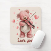 Liefde voor jou Teddy met viool Muismat (Met muis)