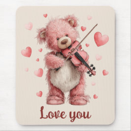Liefde voor jou Teddy met viool Muismat