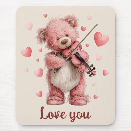 Liefde voor jou Teddy met viool Muismat (Voorkant)