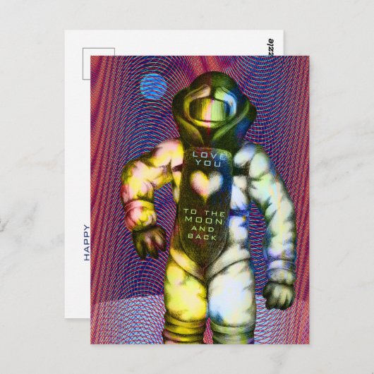 Liefde voor jou tot de maan Astronaut Tekening Coo Briefkaart (Voorkant / Achterkant)