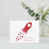 Liefde voor jou tot de maan en terug Raket Feestdagenkaart (Staand voorkant)