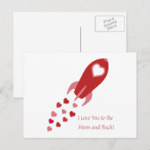 Liefde voor jou tot de maan en terug Raket Feestdagenkaart (Voorkant / Achterkant)