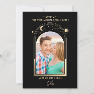 Liefde voor jou tot de maan Foto Celestiaal Zwart  Feestdagenkaart