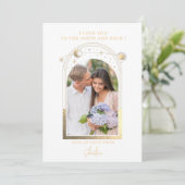 Liefde voor jou tot de maan Foto Celestial Wit Gou Feestdagenkaart (Staand voorkant)