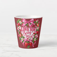 Liefde voor jou, veel aardbeien mok | Roze